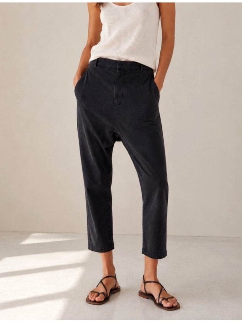 Nili Lotan Paris Pant Women's  Black Washed Relaxed Slouchy Fit Pockets size 0